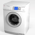 White Front Load Washing Machine With Digital Display And Control Panel 3d model