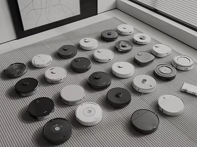 Smart Robot Vacuums Displayed On The Floor 3d model