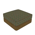 Comfortable Square Upholstered Ottoman With Green Beige Geometric Pattern And Solid Green Base
