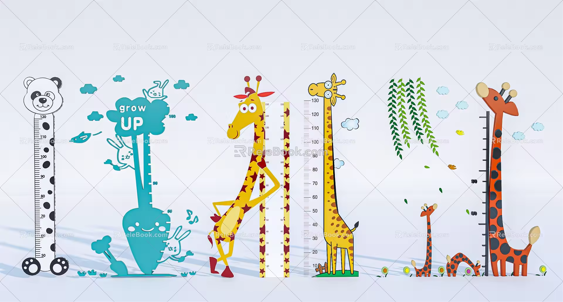 Modern Height Measurer Children's Height Ruler Kindergarten Height Wall Height Marker Line Height Ruler 3d model