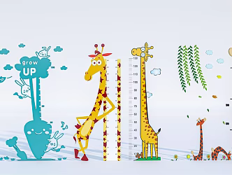 Modern Height Measurer Children's Height Ruler Kindergarten Height Wall Height Marker Line Height Ruler 3d model