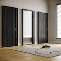 Modern swing door solid wood single door 3d model