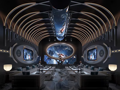 Modern KTV Interior Design With Large Screens Comfortable Seats And Ambient Lighting 3d model