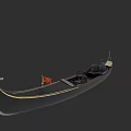 Black Wooden Boat With Red Flag Black Seats And Gold Trim Design