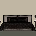 Modern Minimalist Double Bed With Brown Headboard Neutral Tones Quilt And Nightstands With Vase