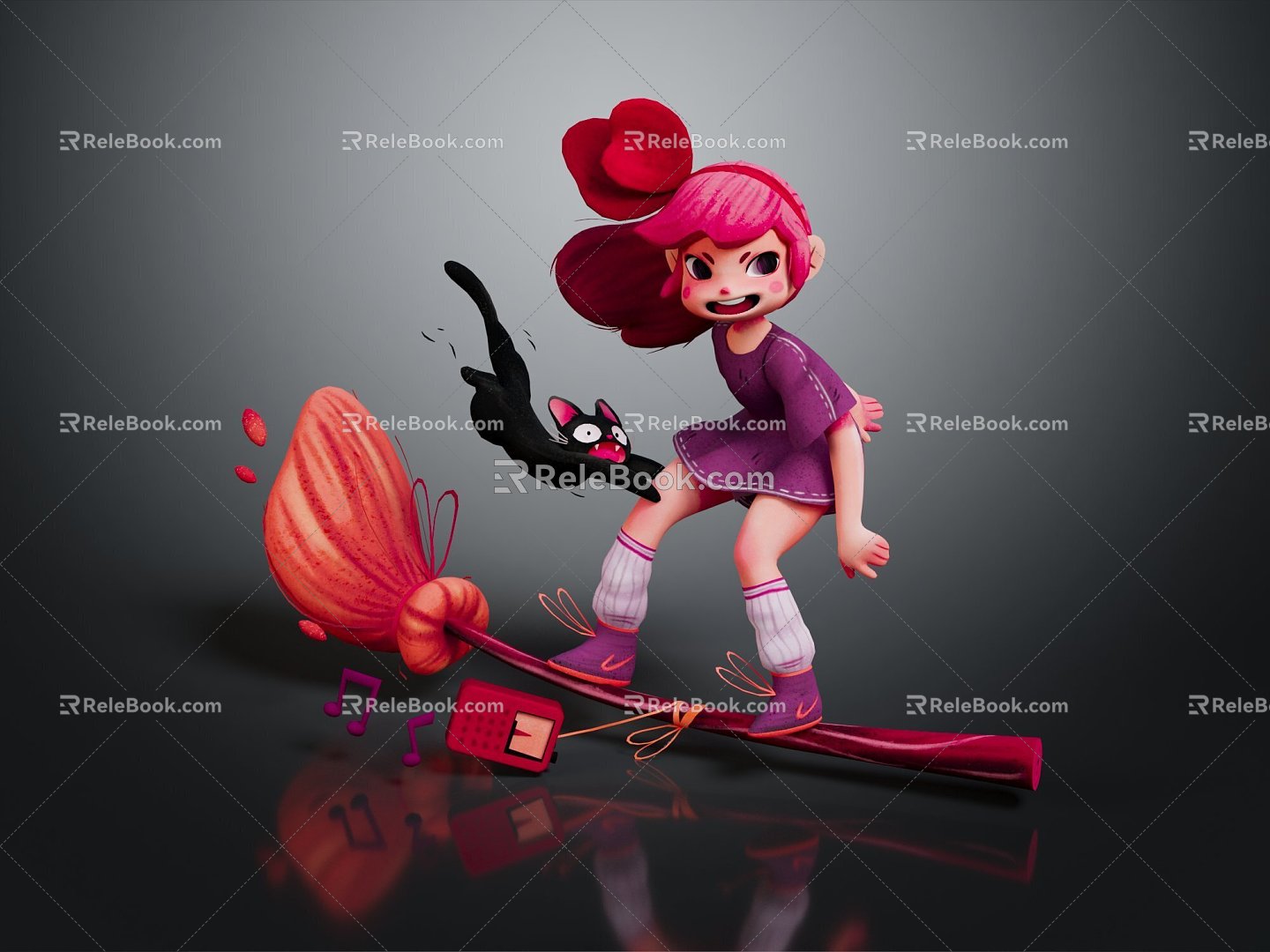 Modern Game Character Female Elf Cartoon Witch Magic Witch Magic Girl 3d model