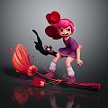 Modern Game Character Female Elf Cartoon Witch Magic Witch Magic Girl 3d model