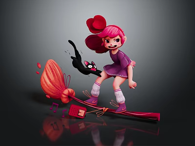 Modern Game Character Female Elf Cartoon Witch Magic Witch Magic Girl 3d model