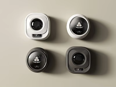 Compact Modern Washing Machines With White And Black Design And Control Panel 3d model