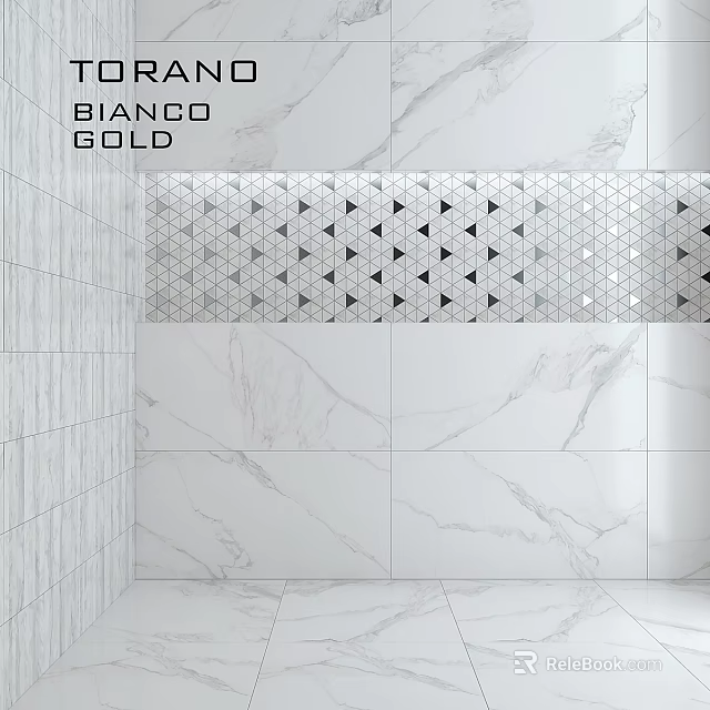 Bianco Gold Marble Decorative Components Featuring Geometric Pattern Wall Tiles for Modern Interior Design 3d model 