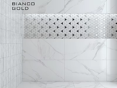Bianco Gold Marble Decorative Components Featuring Geometric Pattern Wall Tiles for Modern Interior Design 3d model