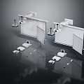 Dual Projection Screens Monitoring System With Mounted Cameras Brackets And Connection Cables