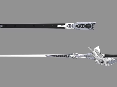 Two Detailed Decorative Swords Sheathed And Unsheathed With Intricate Hilt Design 3d model