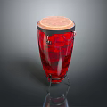 Red Conga Drum With Wooden Head And Metal Stand Musical Instrument Decor