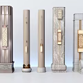 Different Styles of Decorative Columns with Marble and Metal Accents