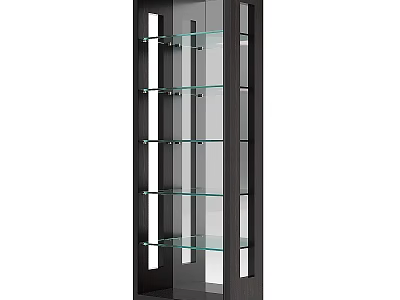 Modern Display Cabinet With Black Frame And Glass Shelves For Living Room Decor 3d model