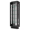 Modern Display Cabinet With Black Frame And Glass Shelves For Living Room Decor