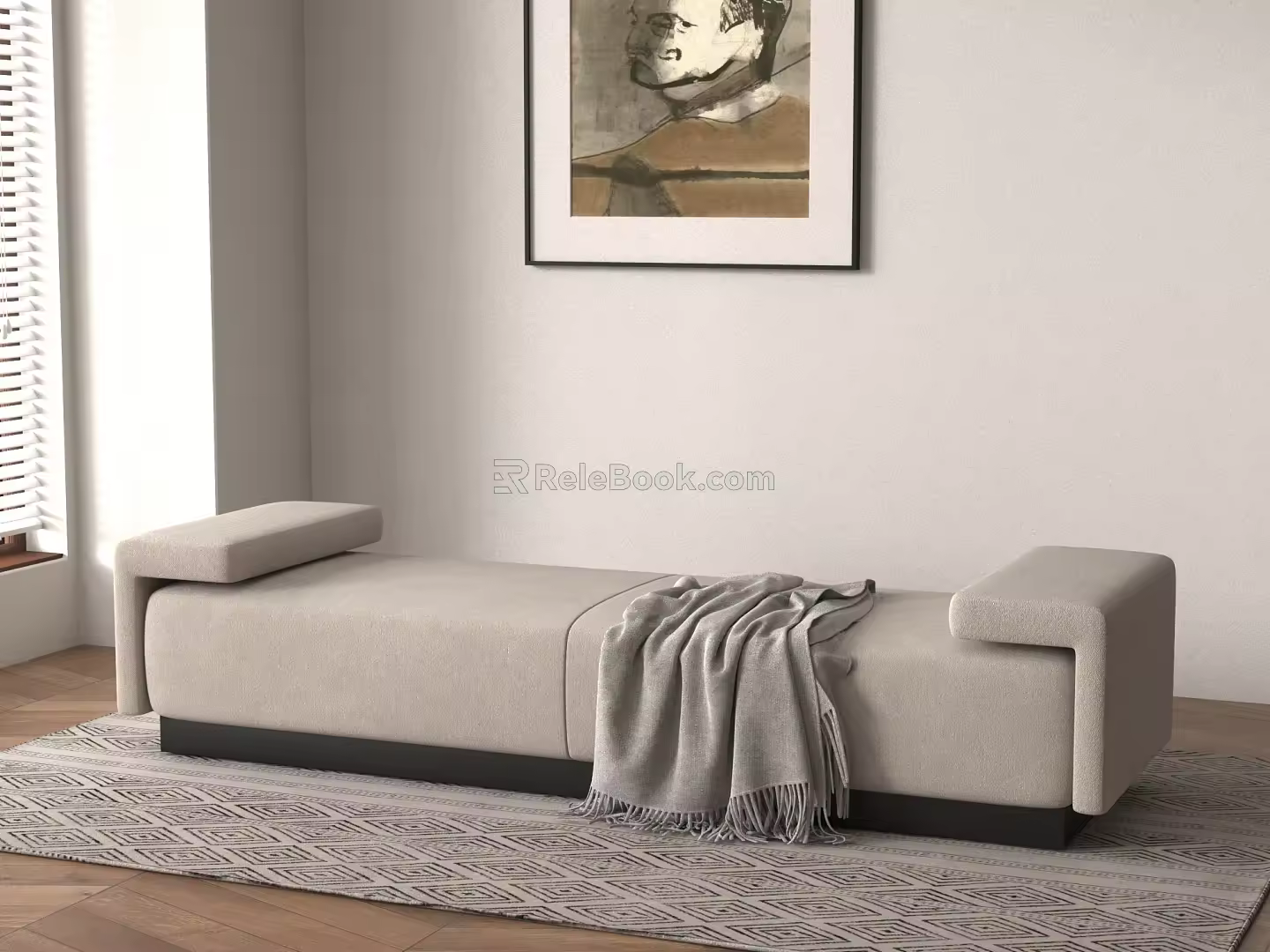 modern bed end stool sofa stool 3d model