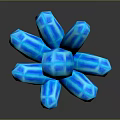 Glowing Blue Crystal Cluster With Multiple Sharp Crystals And Reflective Surface 3d model