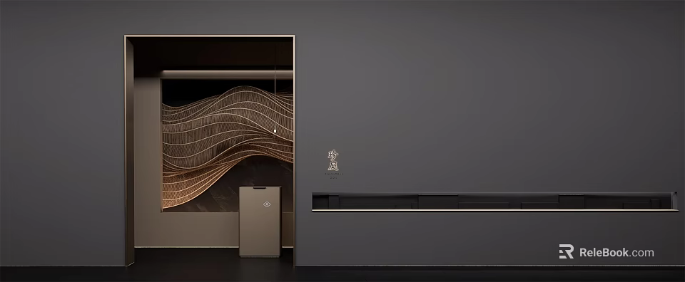 Modern Wall Decor With Wavy Wooden Texture And Gray Background Design 3d model