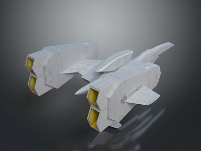 White Streamlined Spacecraft Model With Yellow Engines And Modern Aerospace Design 3d model