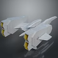 White Streamlined Spacecraft Model With Yellow Engines And Modern Aerospace Design 3d model