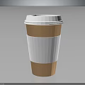 Practical Disposable Coffee Cup With White Lid White Sleeve And Brown Paper Body