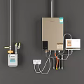 Wall Mounted Gas Water Heater With Gas Meter Connecting Pipes And Power Outlet
