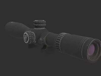 High Precision Black Rifle Scope With Adjustable Knobs And Purple Lens For Weapons 3d model