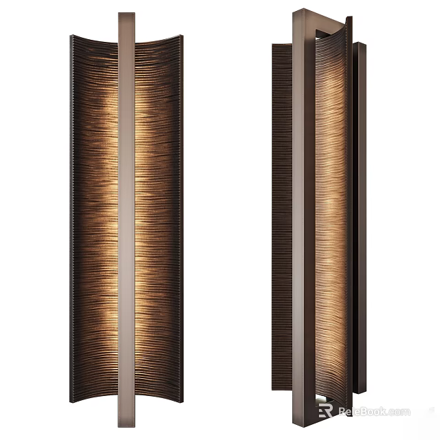 Modern Luxury Wall Lamps With Brushed Copper Finish And Vertical Striped Design 3d model 