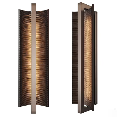 Modern Luxury Wall Lamps With Brushed Copper Finish And Vertical Striped Design 3d model
