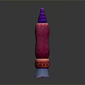 Pink Purple Toy Rocket With Black Circular Windows And Blue Red Base For Space