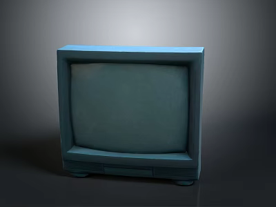Classic Vintage CRT Television With Blue Frame And Retro Screen Design 3d model