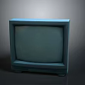 Classic Vintage CRT Television With Blue Frame And Retro Screen Design