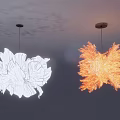 Modern Decorative Chandeliers Orange Feather like and White Flower Shaped Ceiling Lighting Fixtures