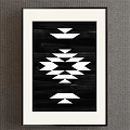 Black And White Geometric Pattern Decorative Wall Art With Framed Design 3d model