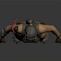 Game Movie Character Wearing Gray Vest Brown Cargo Pants Arm Armor Knee Pads Standing