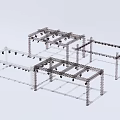 Modern Commercial Equipment Metal Frame Structure With Multi Tiered Shelves For Storage