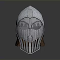 Medieval Warrior Helmet With Silver Metal Design Intricate Patterns Brown Ear Flaps And Face Guard