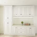 Elegant Modern Kitchen With White Cabinets Countertop Plants And Spice Jars