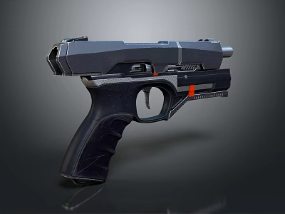 Modern Tactical Pistol With Black Grip Silver Barrel And Orange Accents 3d model