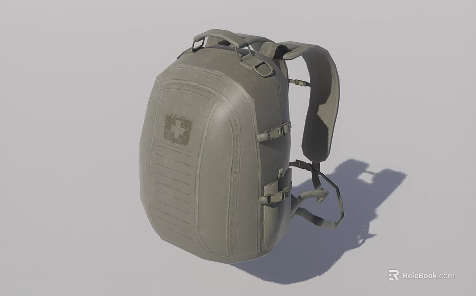 Gray Medical Backpack With Durable Material And Adjustable Shoulder Straps 3d model