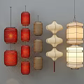 Traditional And Modern Pendant Lights With Red Beige And White Designs