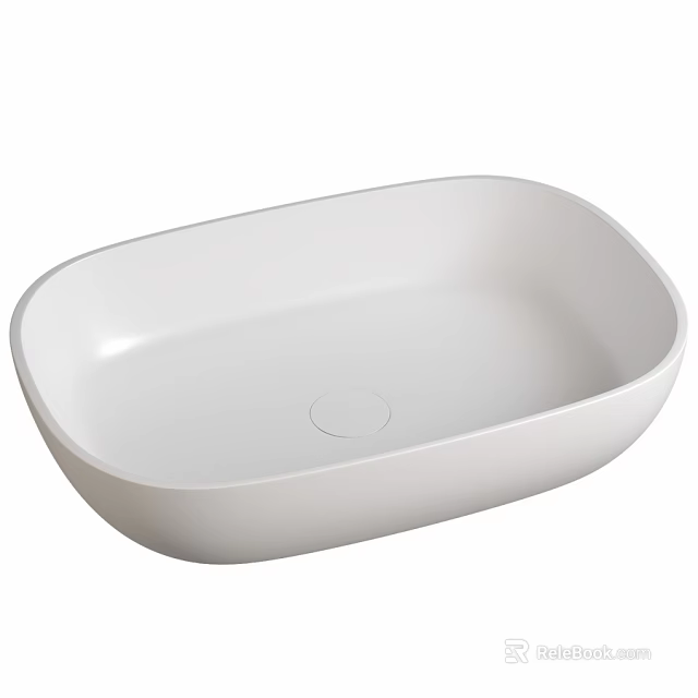 Modern White Oval Shaped Washbasin With Smooth Surface For Bathroom Countertop 3d model 