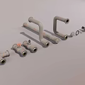 Pipe valve elbow flange assembly 3d model