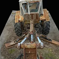 Old Rusty Farm Tractor Parked on Muddy Ground with Visible Body Rust 3d model