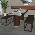New Chinese Dining Table Stool Combination 3d model