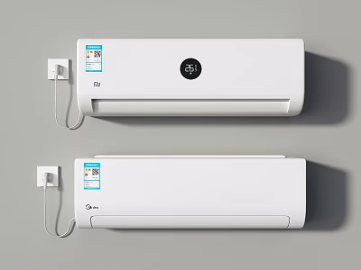 Midea Modern White Wall Mounted Air Conditioner Fan With Digital Display And Efficient Cooling 3d model