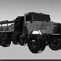 Military Style Camouflage Utility Truck With Large Tires Open Cargo Bed And Spare Wheel