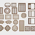 New Chinese-style openwork window openwork window retro window grilles pane openwork window 3d model